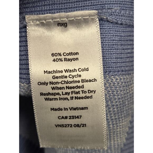 Talbots Blue Checkered Button Up Women’s Sweater Cardigan V Neck XL - Picture 3 of 4